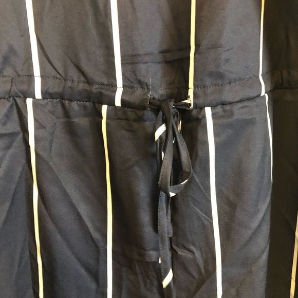 NWT Yoins Blue Stripe Romper Drawstring Waist - Picture 3 of 8